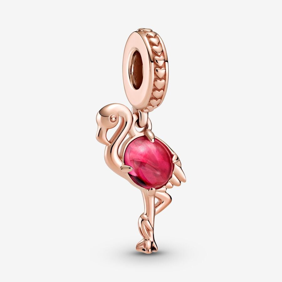 Dangle Charms Pandora Pink Murano Glass Flamingo Ruzove Zlate | SK869HRAW