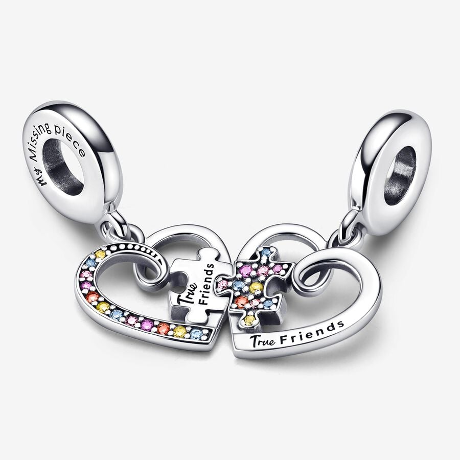 Dangle Charms Pandora Puzzle Piece Hearts Splittable Friendship Strieborne | SK028NHLZ