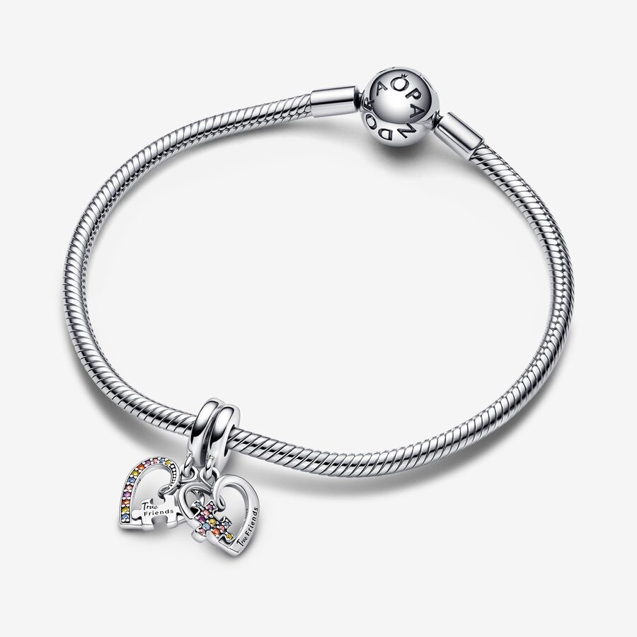 Dangle Charms Pandora Puzzle Piece Hearts Splittable Friendship Strieborne | SK028NHLZ