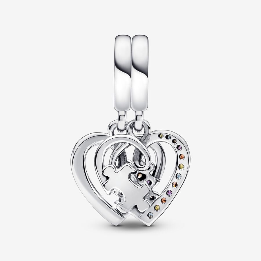 Dangle Charms Pandora Puzzle Piece Hearts Splittable Friendship Strieborne | SK028NHLZ