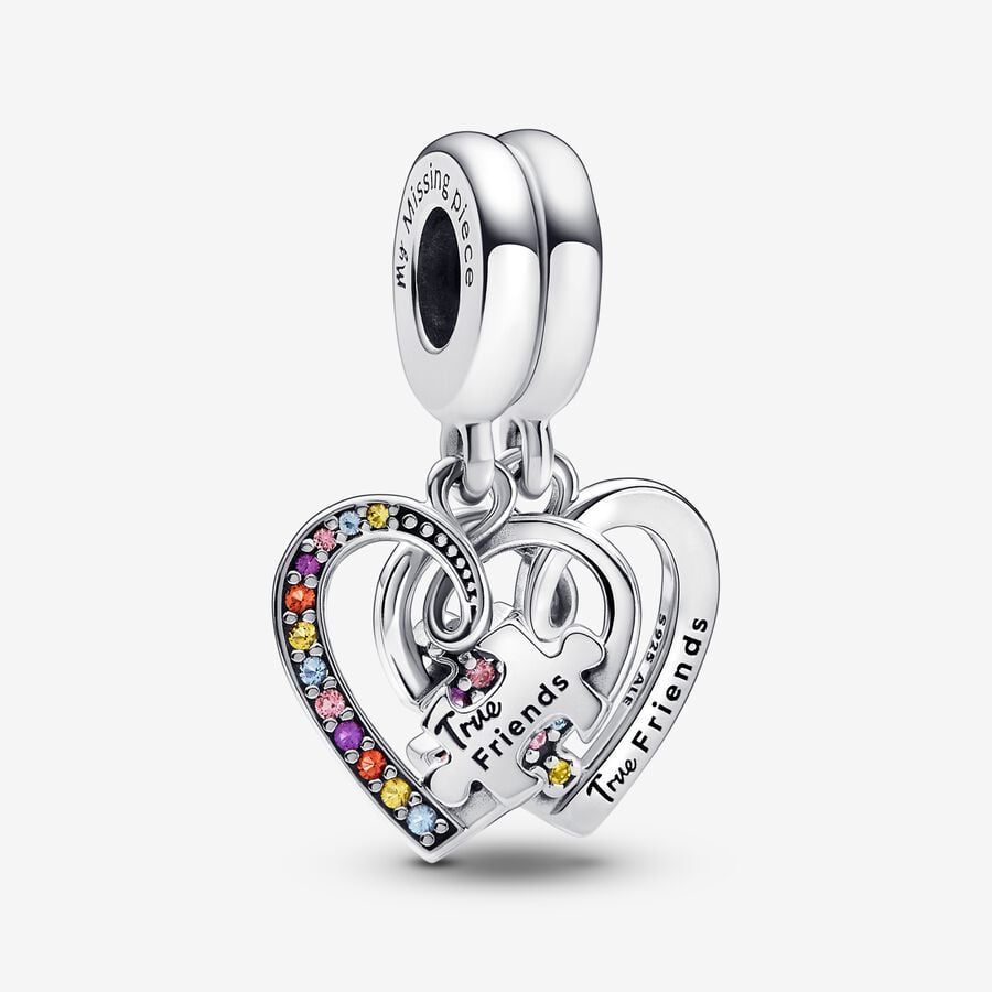 Dangle Charms Pandora Puzzle Piece Hearts Splittable Friendship Strieborne | SK028NHLZ