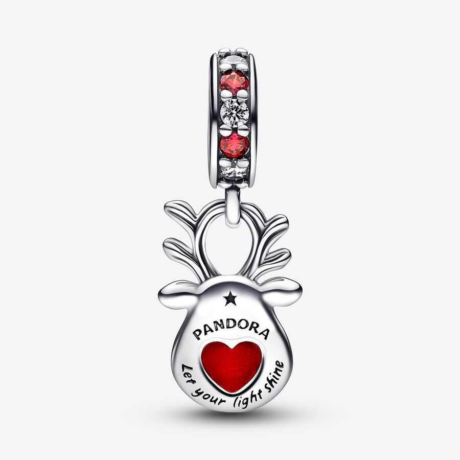 Dangle Charms Pandora Red Nose Reindeer Murano Strieborne | SK234UIOE