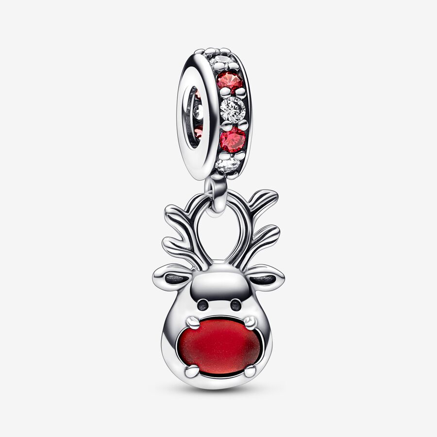 Dangle Charms Pandora Red Nose Reindeer Murano Strieborne | SK234UIOE