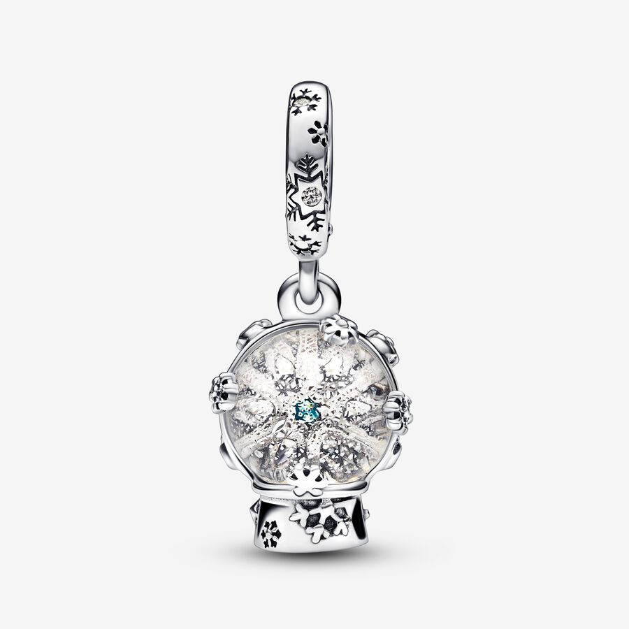 Dangle Charms Pandora Snowflake Snow Globe Strieborne | SK613FBRZ