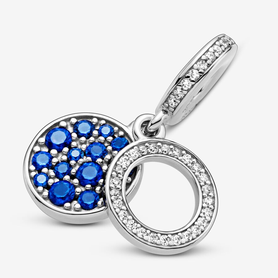 Dangle Charms Pandora Sparkling Blue Disc Double Strieborne | SK273ZBVH