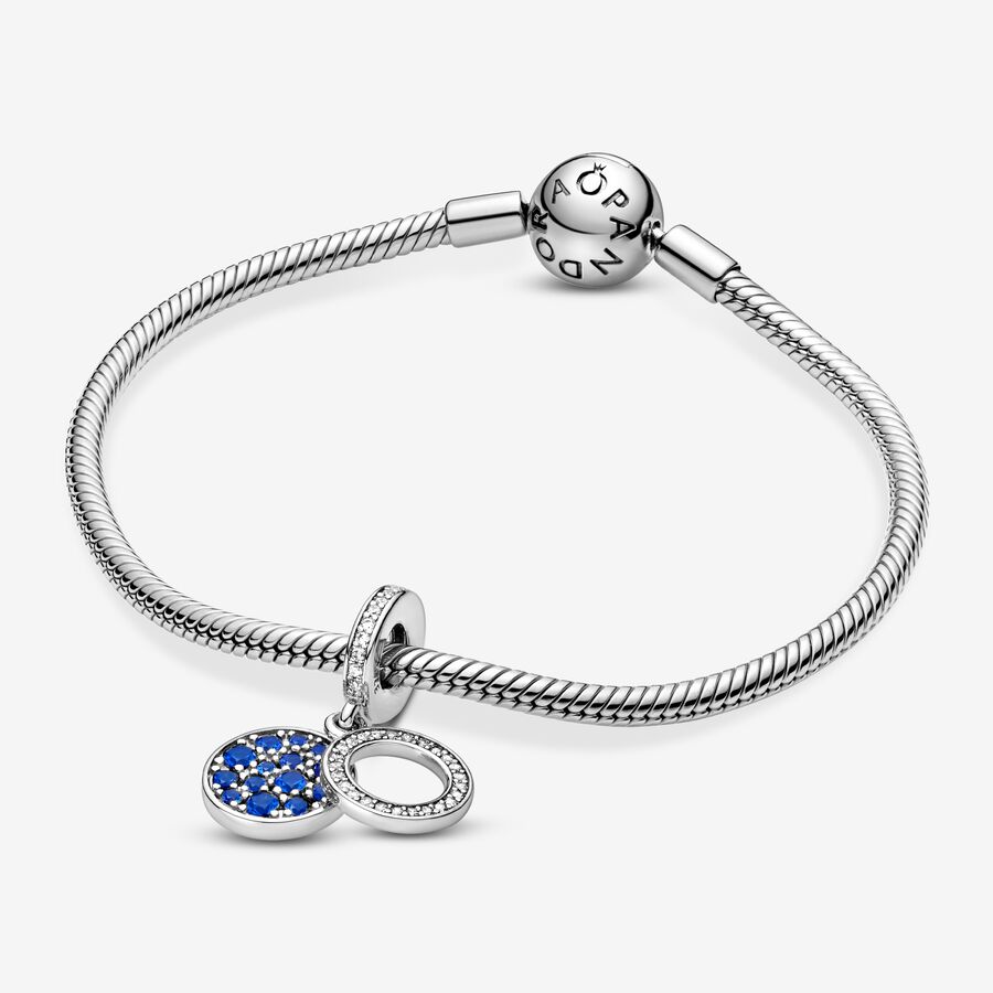 Dangle Charms Pandora Sparkling Blue Disc Double Strieborne | SK273ZBVH