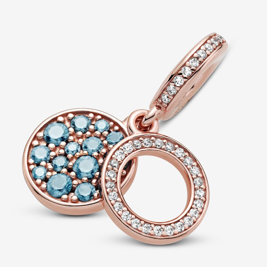 Dangle Charms Pandora Sparkling Light Blue Disc Double Ruzove Zlate | SK139MVIF