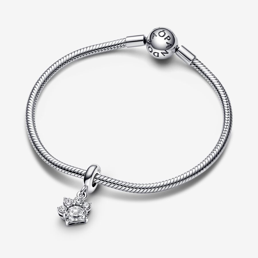 Dangle Charms Pandora Sparkling Pet Paw Print Strieborne | SK409DAZH