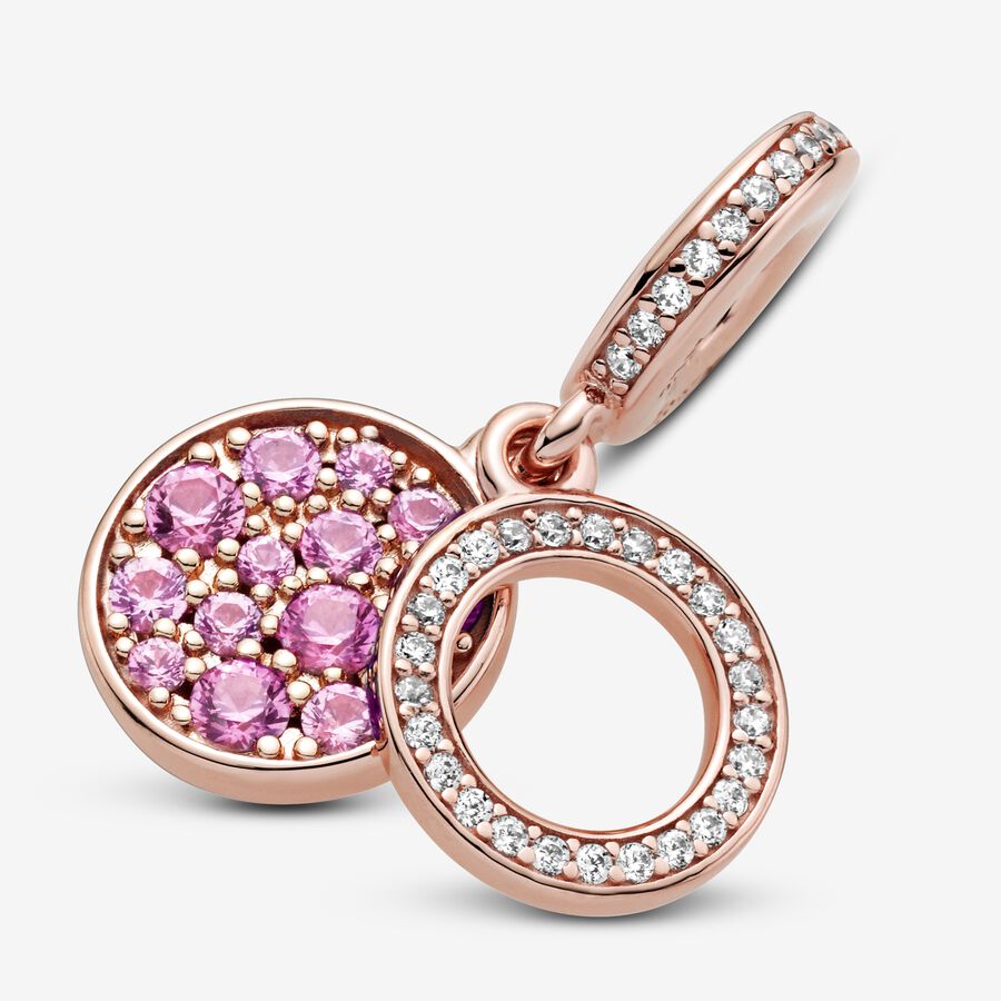 Dangle Charms Pandora Sparkling Pink Disc Double Ruzove Zlate | SK658QOBC