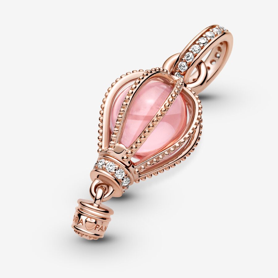 Dangle Charms Pandora Sparkling Pink Hot Air Balloon Ruzove Zlate | SK968PAFI