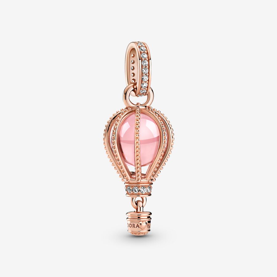 Dangle Charms Pandora Sparkling Pink Hot Air Balloon Ruzove Zlate | SK968PAFI