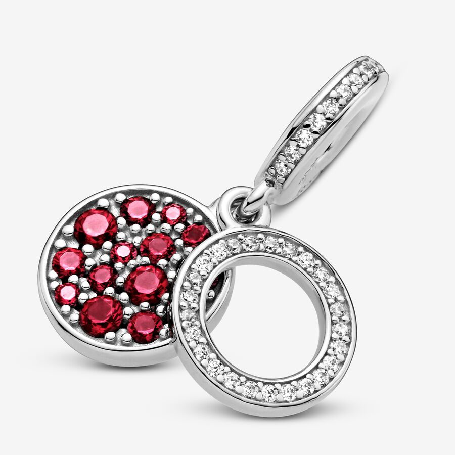 Dangle Charms Pandora Sparkling Red Disc Double Strieborne | SK127RTFU