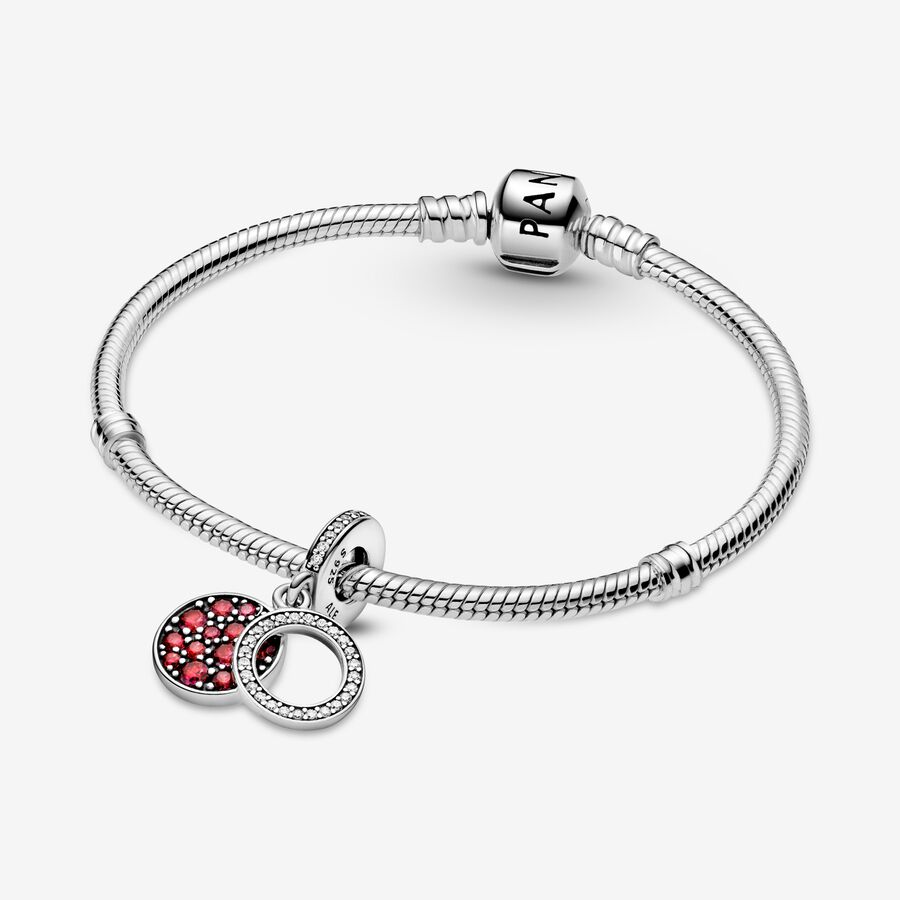 Dangle Charms Pandora Sparkling Red Disc Double Strieborne | SK127RTFU