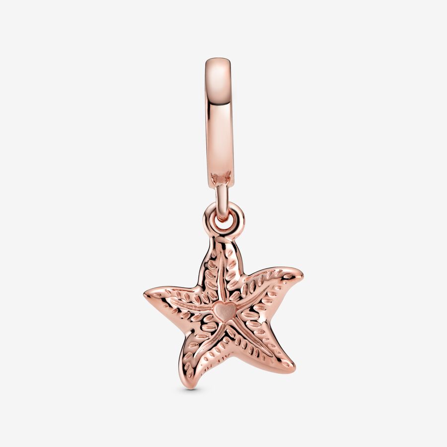 Dangle Charms Pandora Sparkling Starfish Ruzove Zlate | SK643RUPH