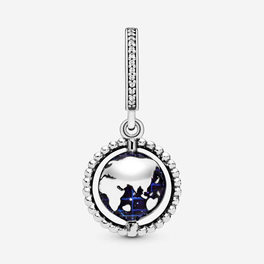 Dangle Charms Pandora Spinning Globe Strieborne | SK537SKOW