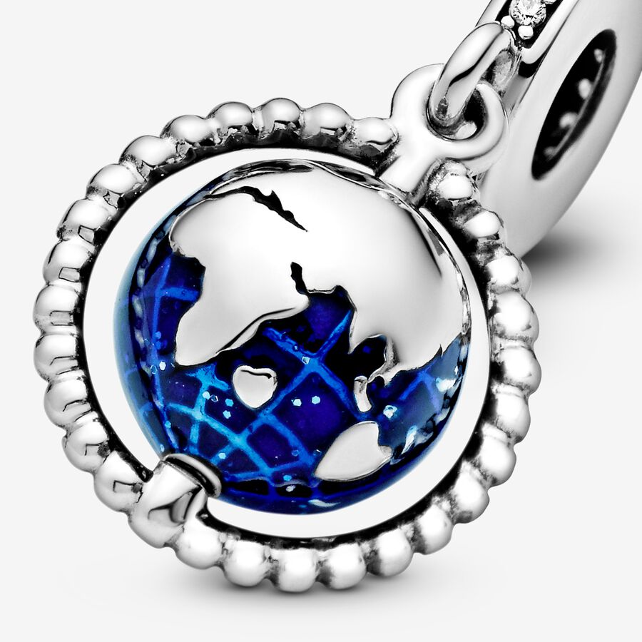 Dangle Charms Pandora Spinning Globe Strieborne | SK537SKOW