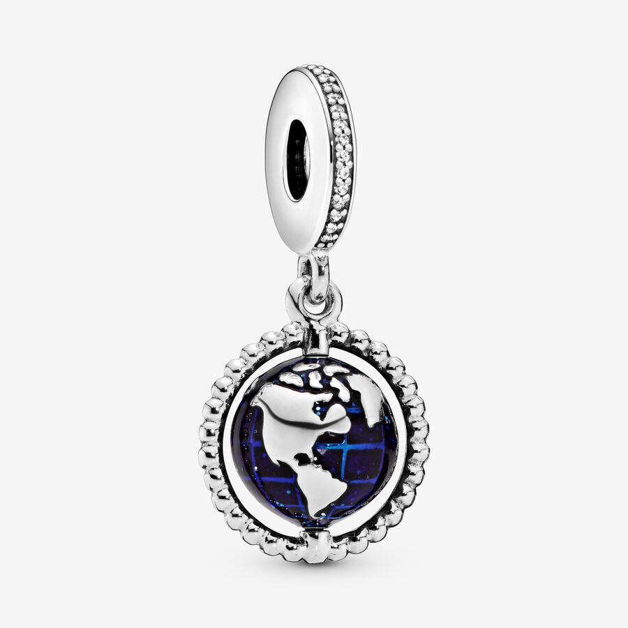 Dangle Charms Pandora Spinning Globe Strieborne | SK537SKOW