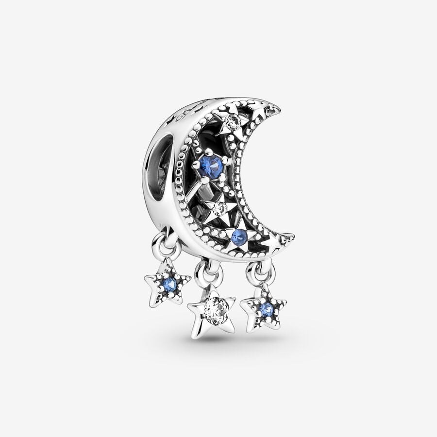 Dangle Charms Pandora Star & Crescent Moon Strieborne | SK862HBYD