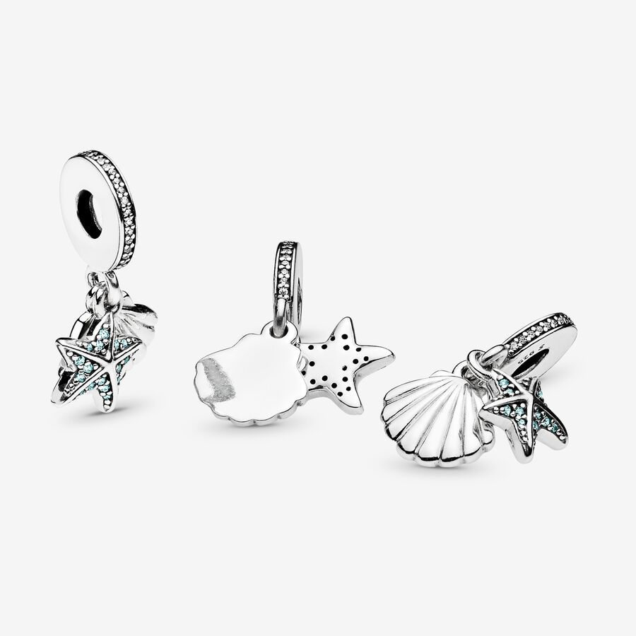 Dangle Charms Pandora Starfish Sea Shell Strieborne | SK185NELP