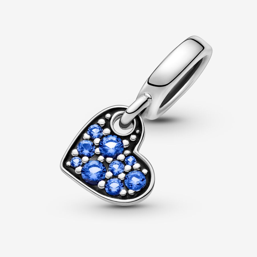 Dangle Charms Pandora Stellar Blue Pave Tilted Strieborne | SK896BHPR