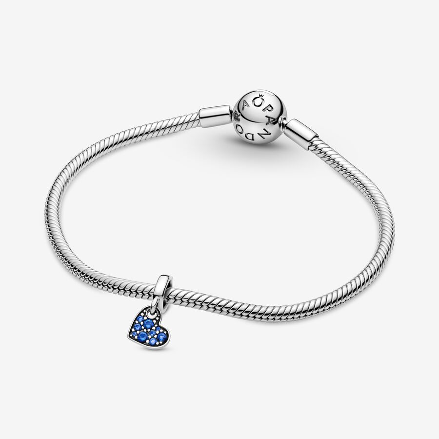 Dangle Charms Pandora Stellar Blue Pave Tilted Strieborne | SK896BHPR