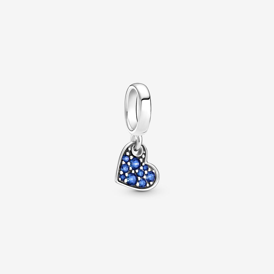 Dangle Charms Pandora Stellar Blue Pave Tilted Strieborne | SK896BHPR