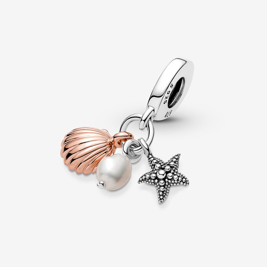 Dangle Charms Pandora Treated Freshwater Cultured Pearl Starfish & Shell Triple Viacfarebný | SK431BUKI