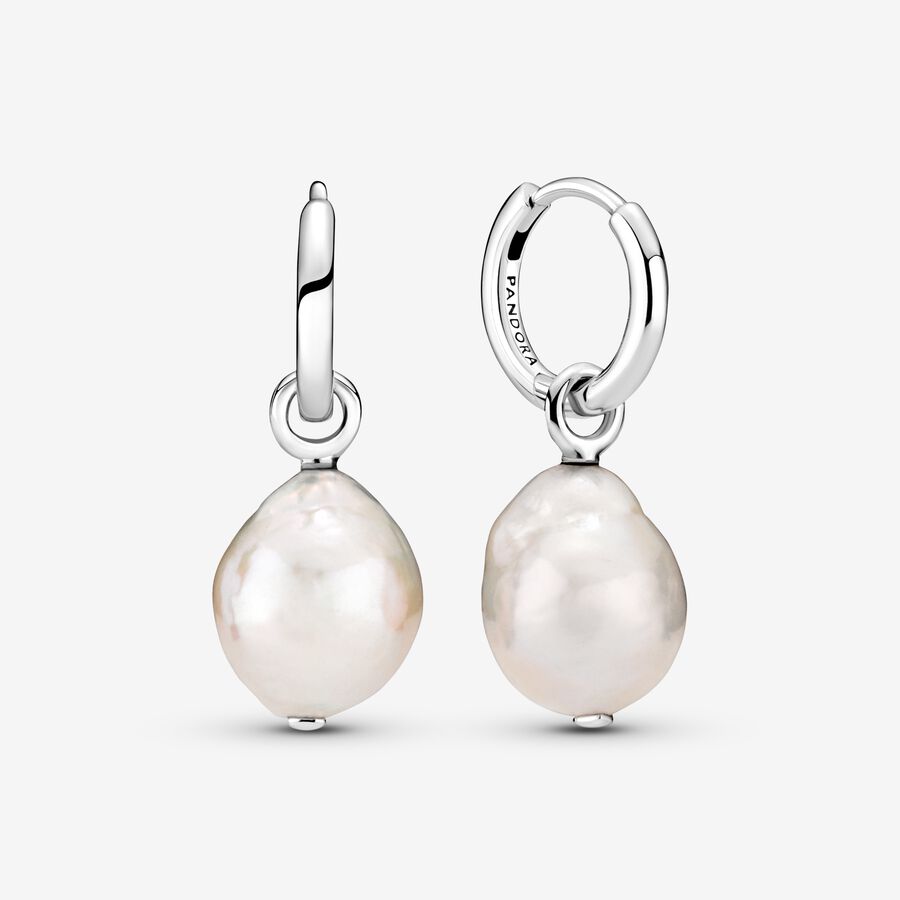 Drop Earrings Pandora Freshwater Cultured Baroque Pearl Strieborne | SK683MXWY