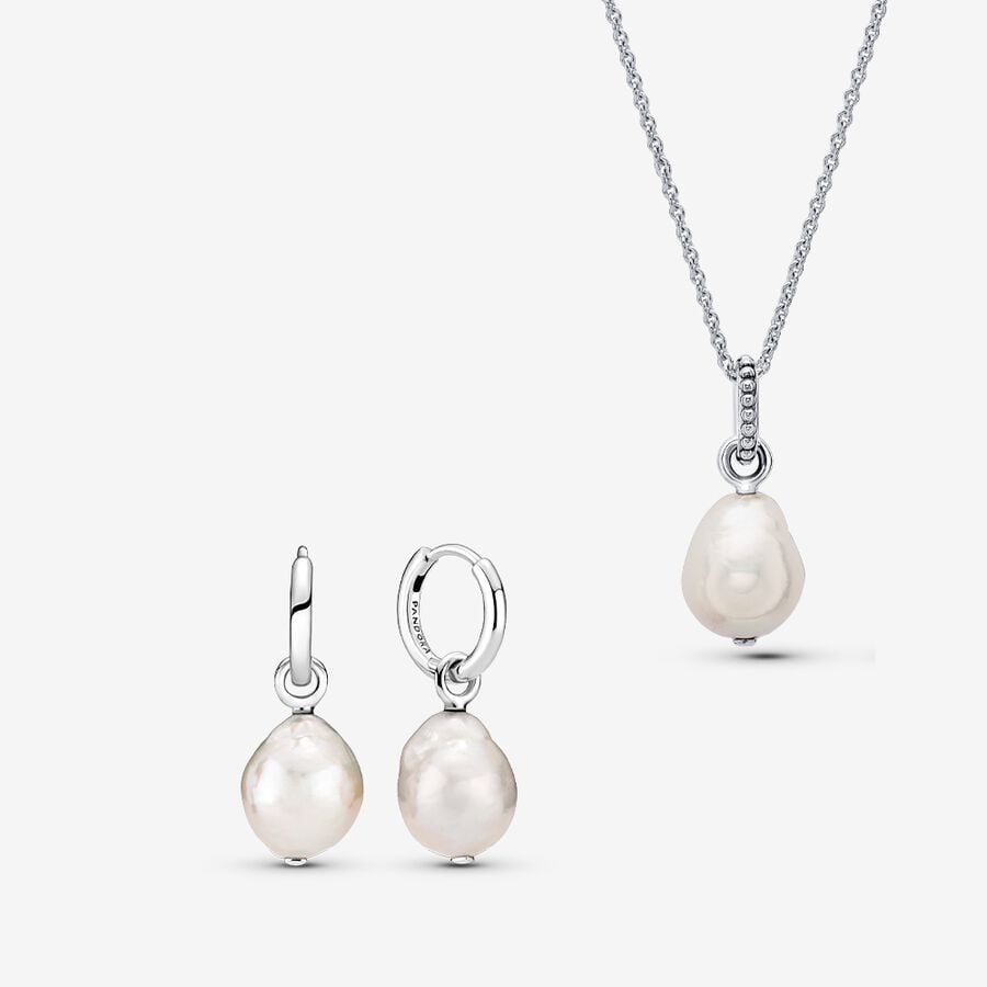 Drop Earrings Pandora Freshwater Cultured Baroque Pearl Strieborne | SK683MXWY