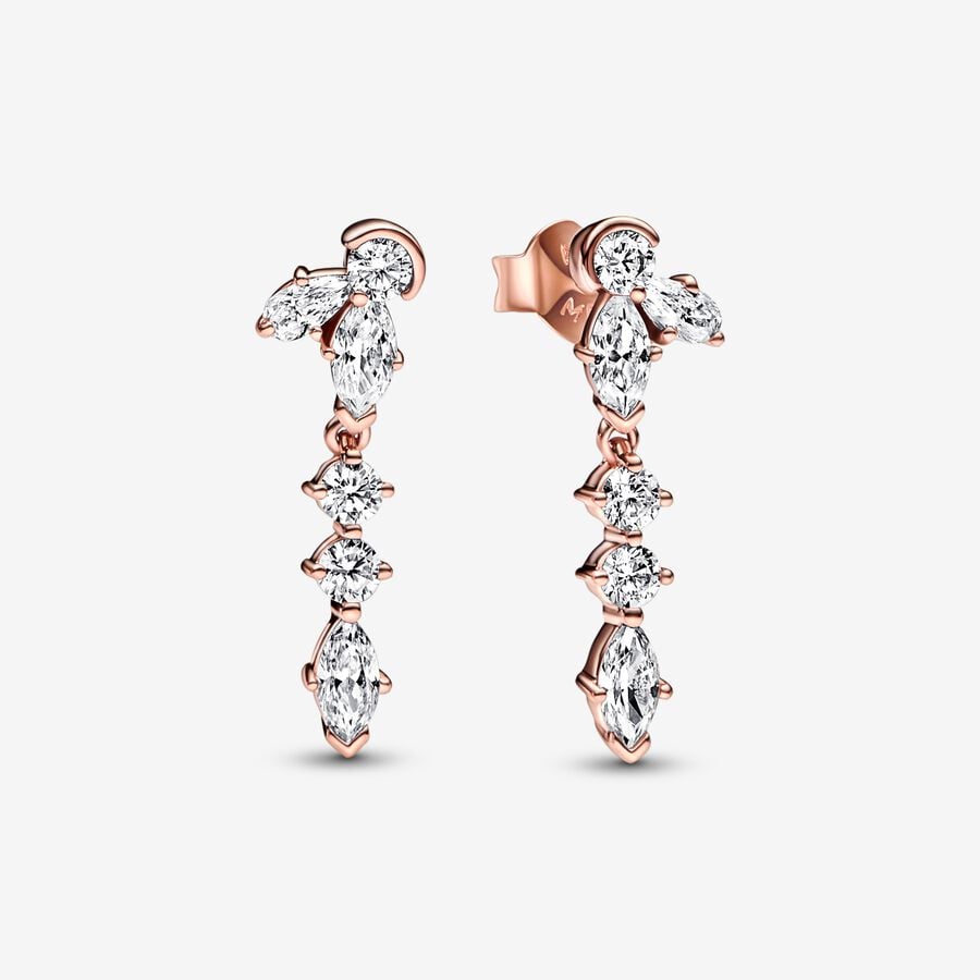 Drop Earrings Pandora Sparkling Herbarium Cluster Ruzove Zlate | SK873AKOZ