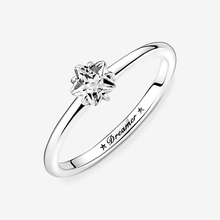 Halo & Solitaire Rings Pandora Celestial Sparkling Star Strieborne | SK418NLUG