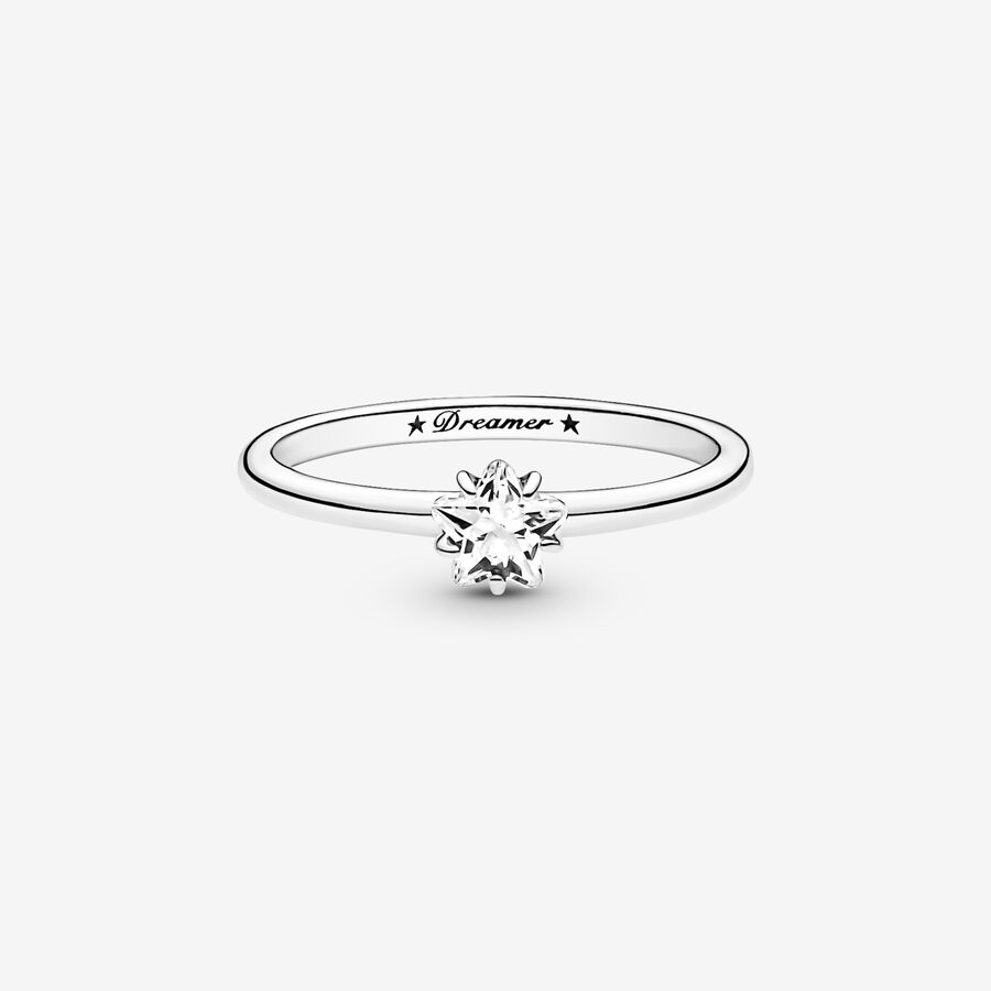 Halo & Solitaire Rings Pandora Celestial Sparkling Star Strieborne | SK418NLUG