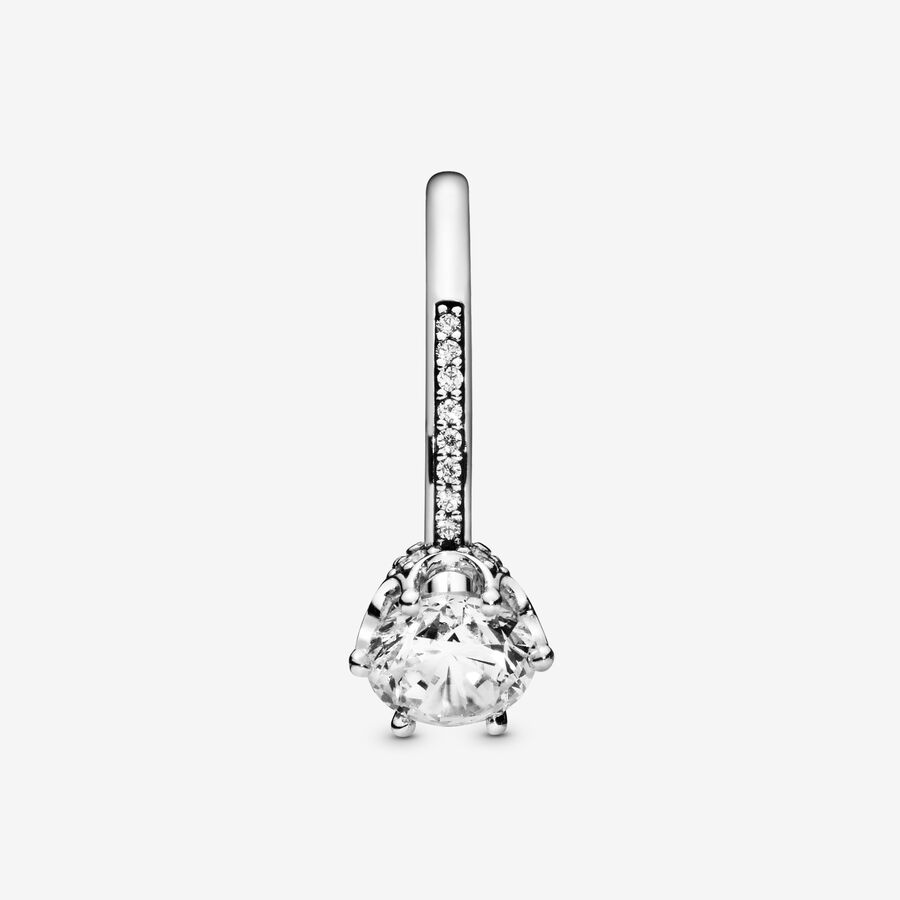 Halo & Solitaire Rings Pandora Clear Sparkling Crown Strieborne | SK540FXZA