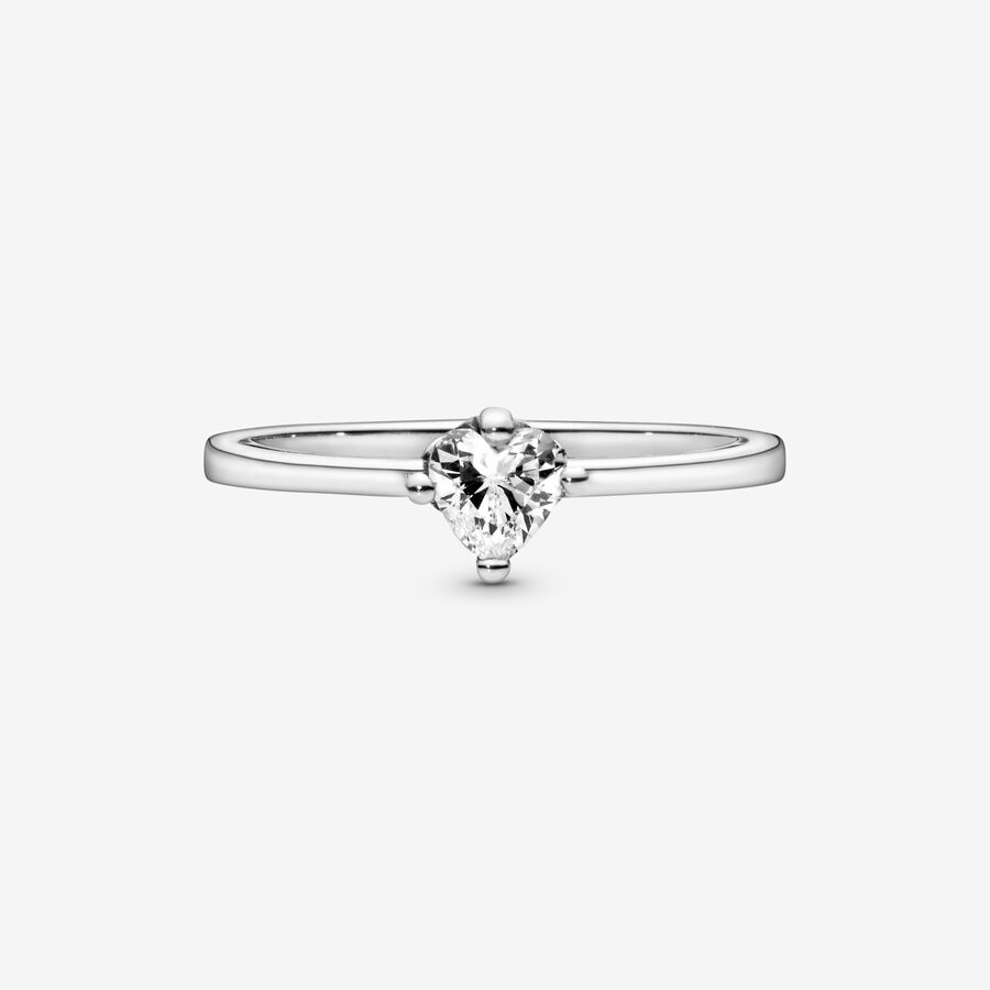 Halo & Solitaire Rings Pandora Clear Strieborne | SK961WPNE