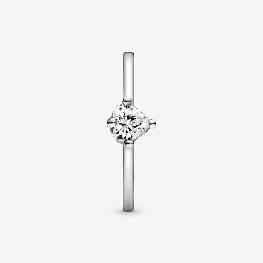 Halo & Solitaire Rings Pandora Clear Strieborne | SK961WPNE