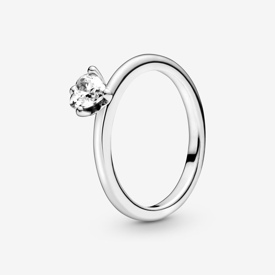 Halo & Solitaire Rings Pandora Clear Strieborne | SK961WPNE