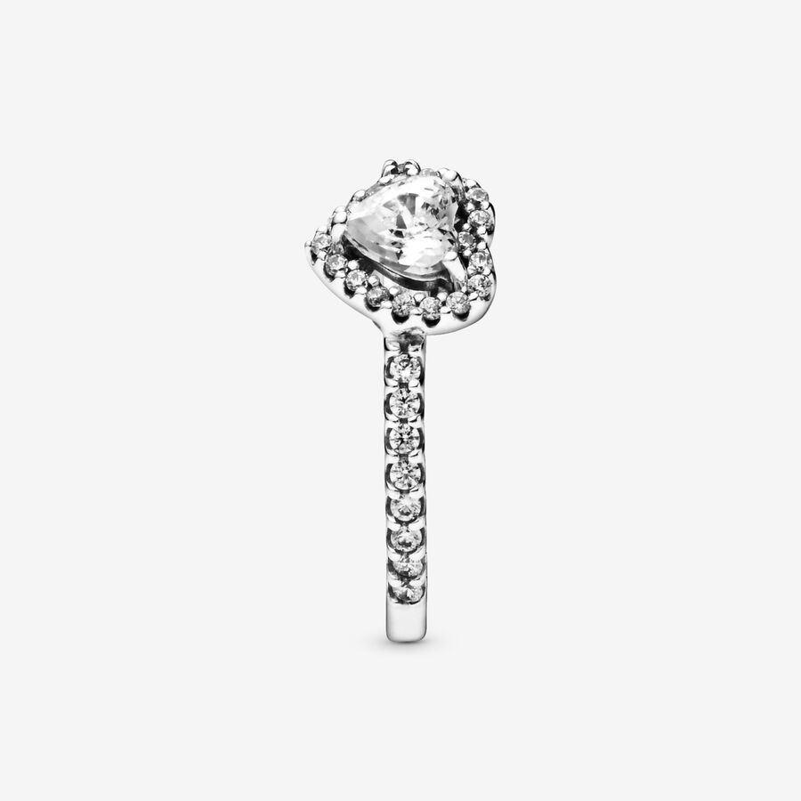 Halo & Solitaire Rings Pandora Elevated Strieborne | SK483TSIZ