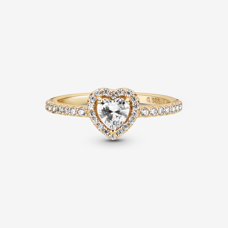 Halo & Solitaire Rings Pandora Elevated Zlate | SK564YFMP