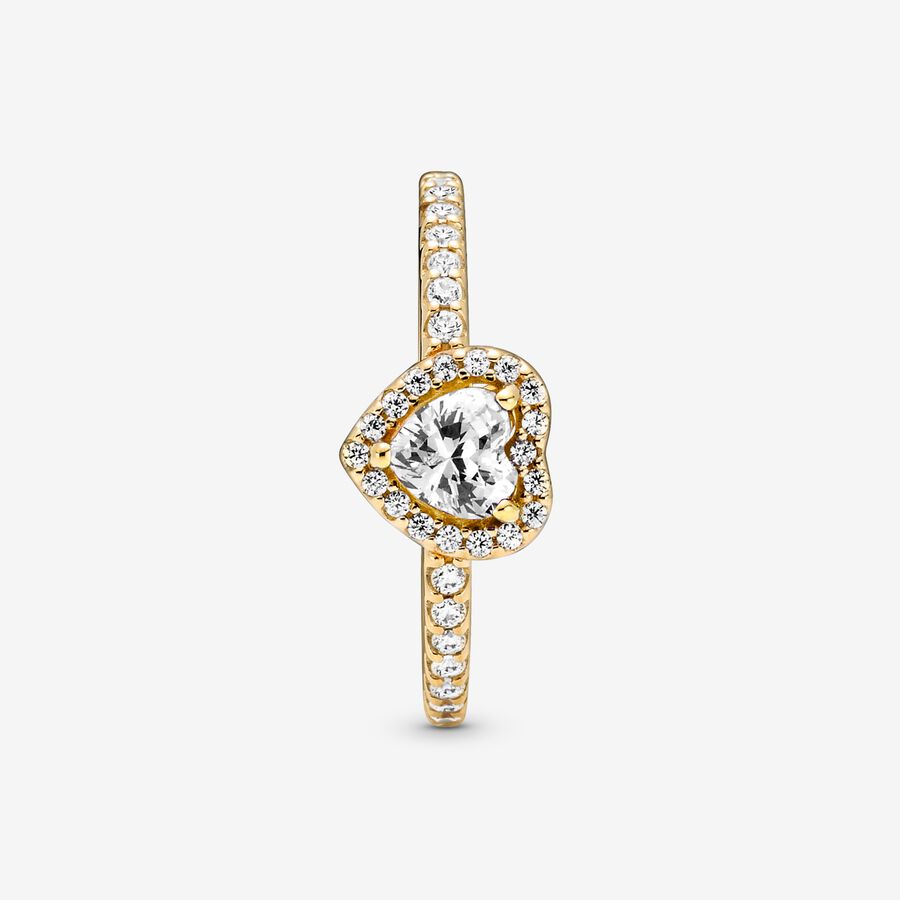 Halo & Solitaire Rings Pandora Elevated Zlate | SK564YFMP