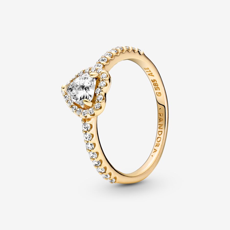 Halo & Solitaire Rings Pandora Elevated Zlate | SK564YFMP