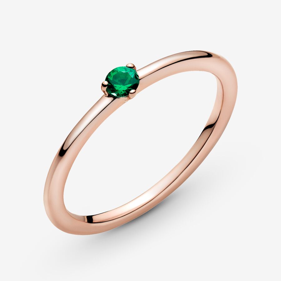 Halo & Solitaire Rings Pandora Green Ruzove Zlate | SK082POTV