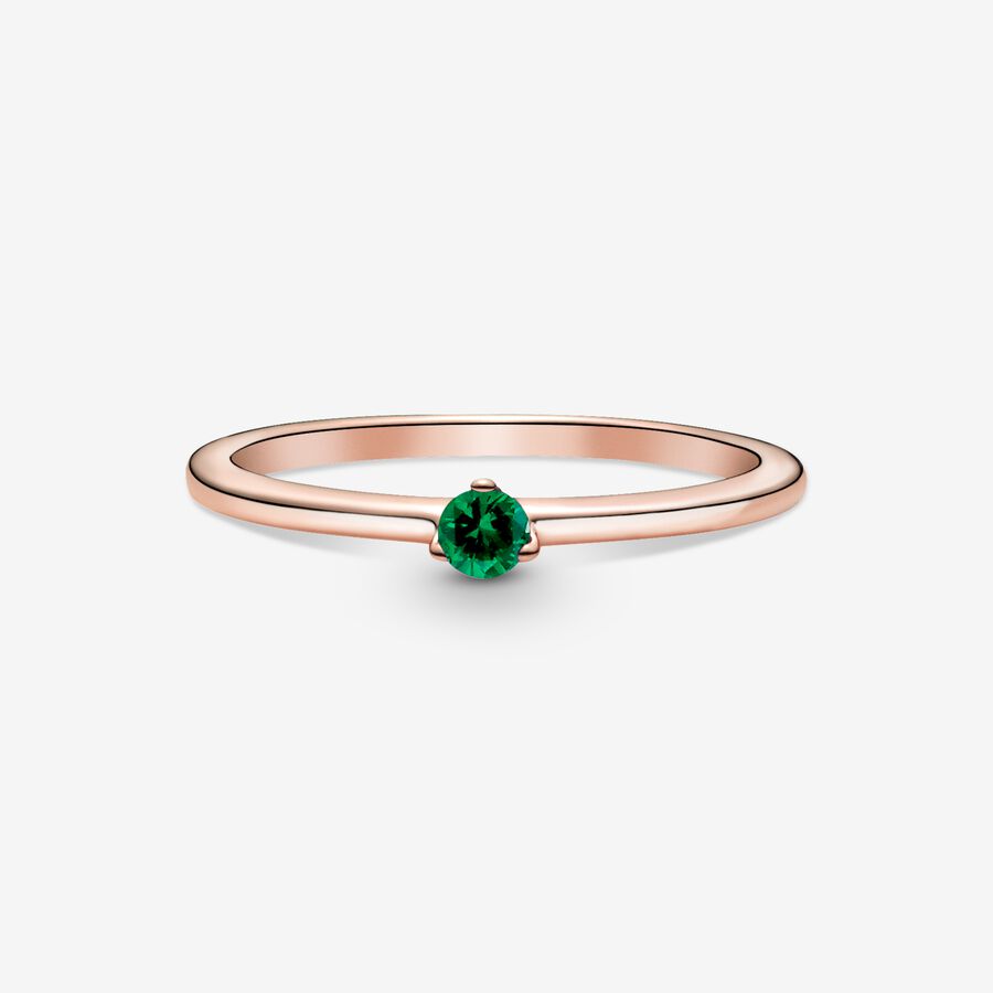 Halo & Solitaire Rings Pandora Green Ruzove Zlate | SK082POTV