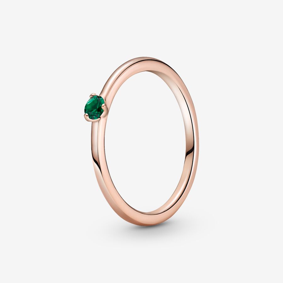 Halo & Solitaire Rings Pandora Green Ruzove Zlate | SK082POTV