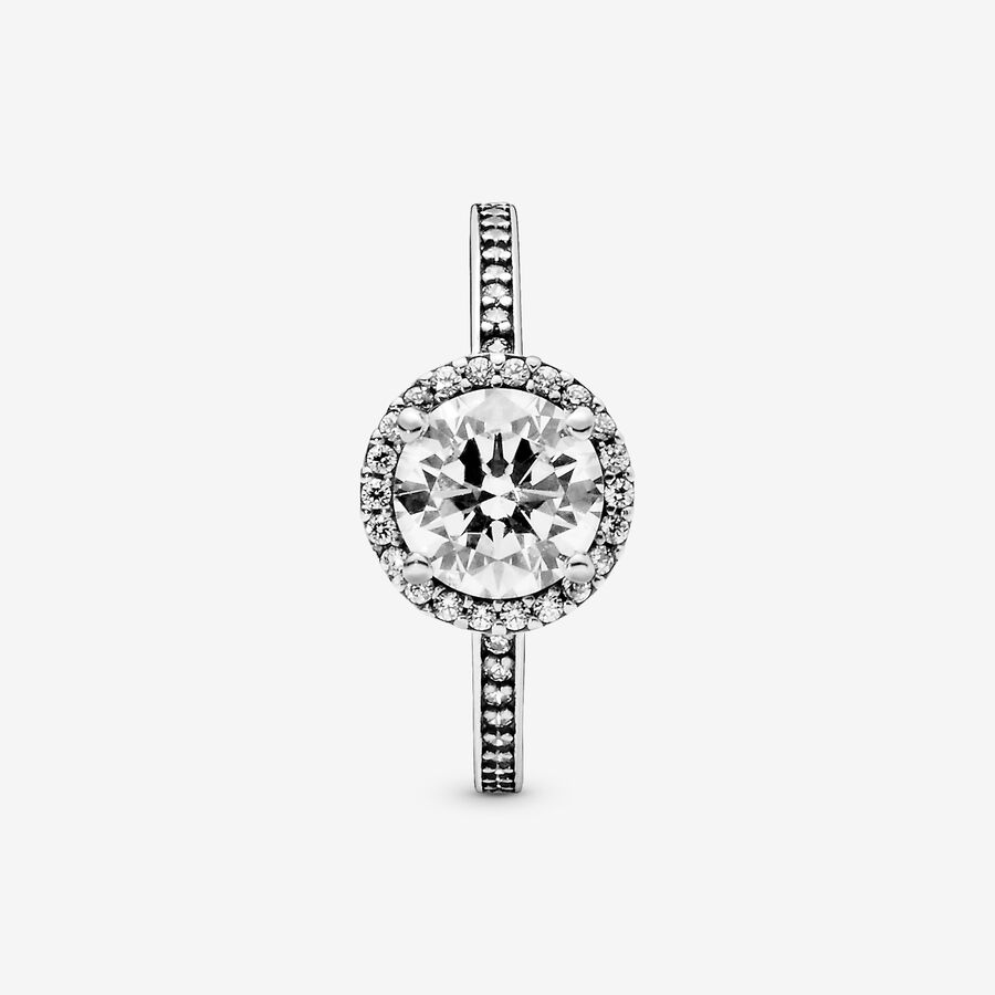 Halo & Solitaire Rings Pandora Klasické Elegance with Cubic Zirconia Strieborne | SK287VHXW