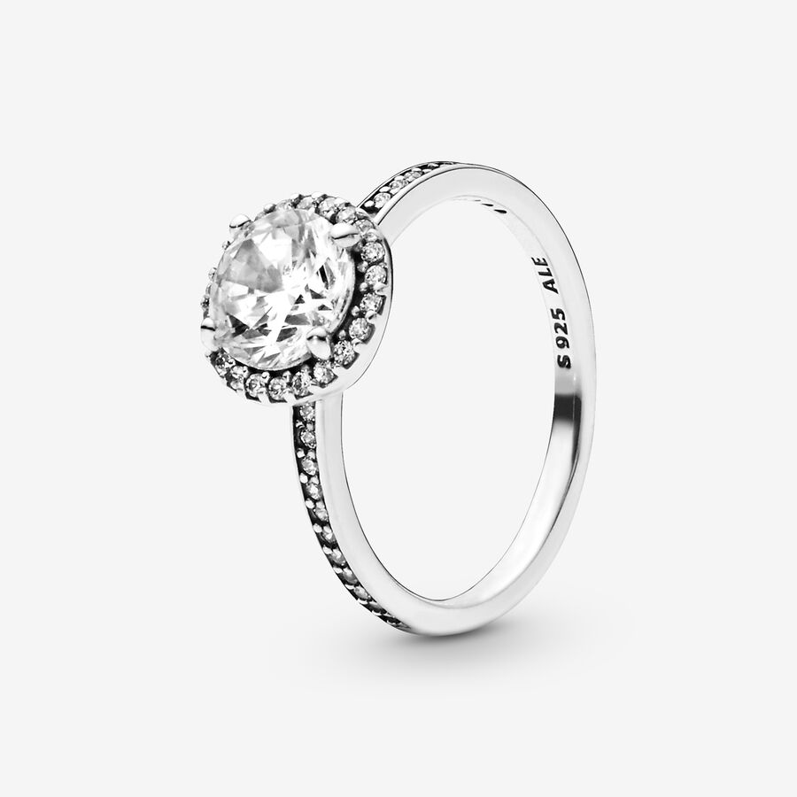 Halo & Solitaire Rings Pandora Klasické Elegance with Cubic Zirconia Strieborne | SK287VHXW