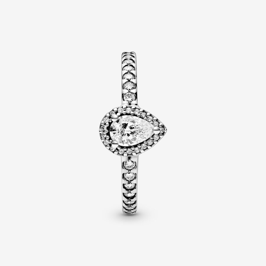 Halo & Solitaire Rings Pandora Klasické Teardrop Strieborne | SK301IHGC