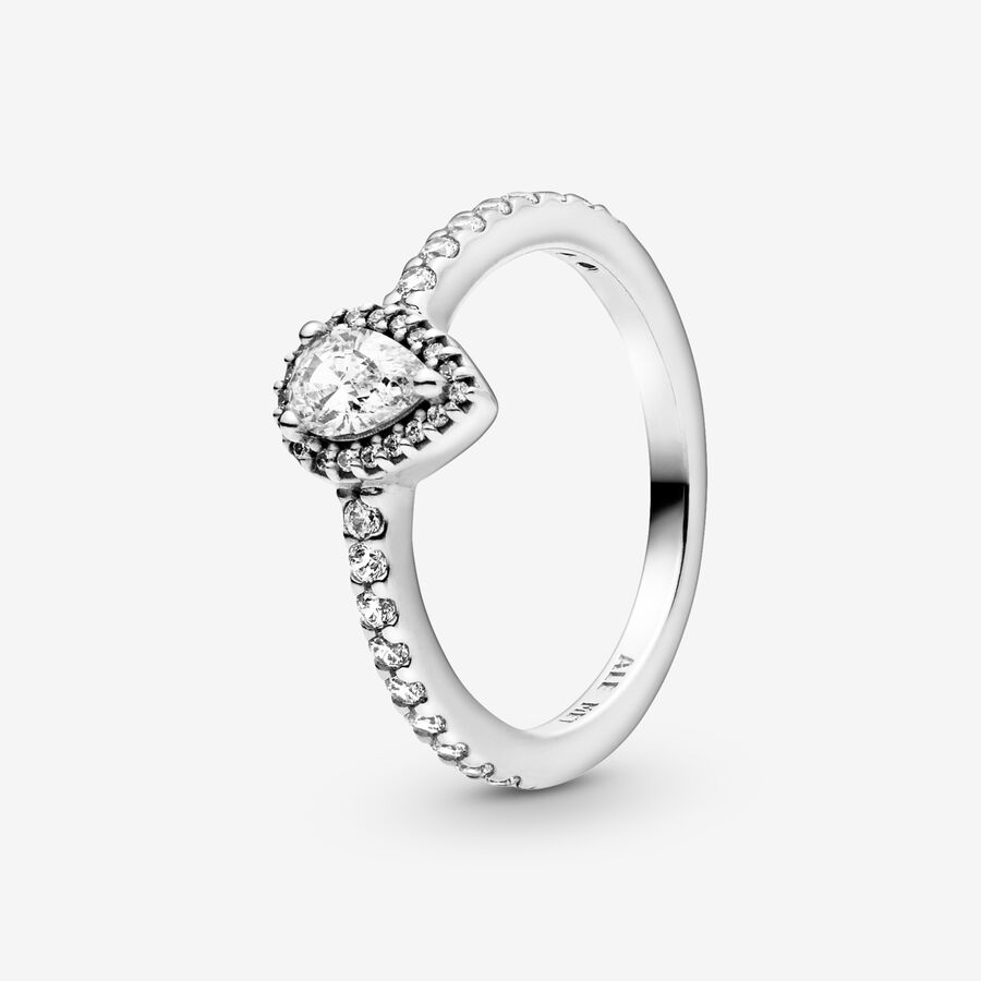 Halo & Solitaire Rings Pandora Klasické Teardrop Strieborne | SK301IHGC