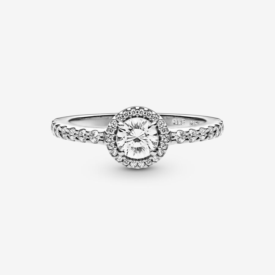 Halo & Solitaire Rings Pandora Klasické Sparkle Strieborne | SK501KOYC