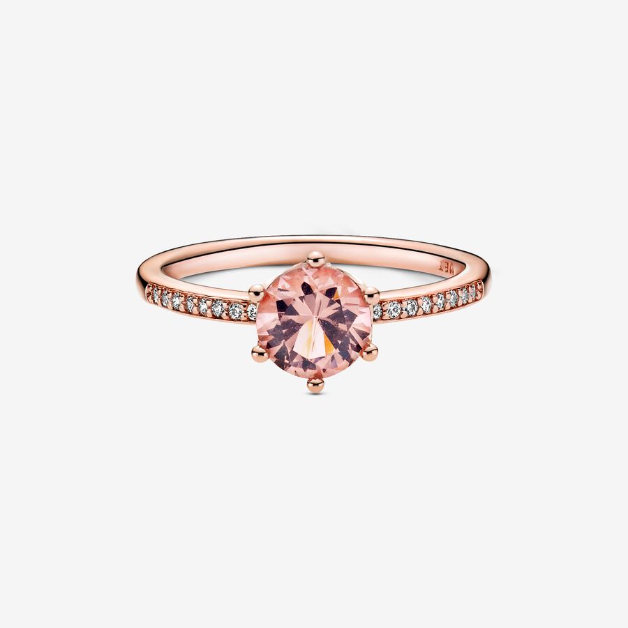 Halo & Solitaire Rings Pandora Pink Sparkling Crown Ruzove Zlate | SK357PIET