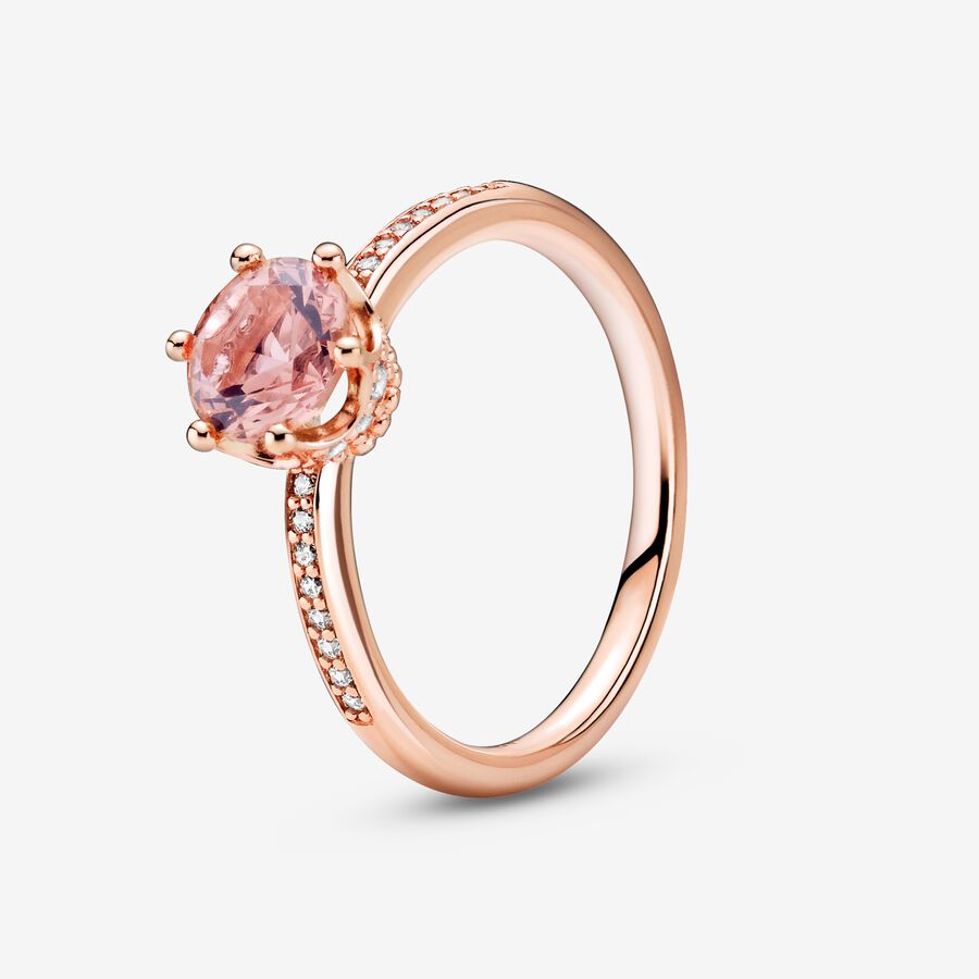 Halo & Solitaire Rings Pandora Pink Sparkling Crown Ruzove Zlate | SK357PIET